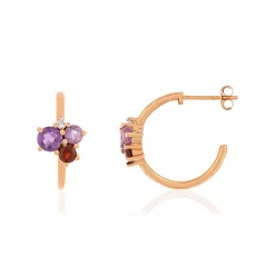 Boucles d'oreilles or rose 375 pierres fines diamants