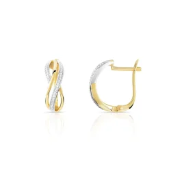 Boucles d'oreilles 2 ors 375 dormeuses diamants
