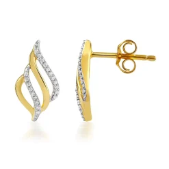 Boucles d'oreilles or 750 2 tons diamants