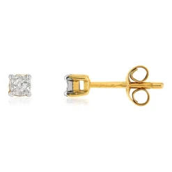 Boucles d'oreilles or 375 2 tons diamants