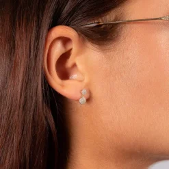 Boucles d'oreilles or 375 2 tons diamants