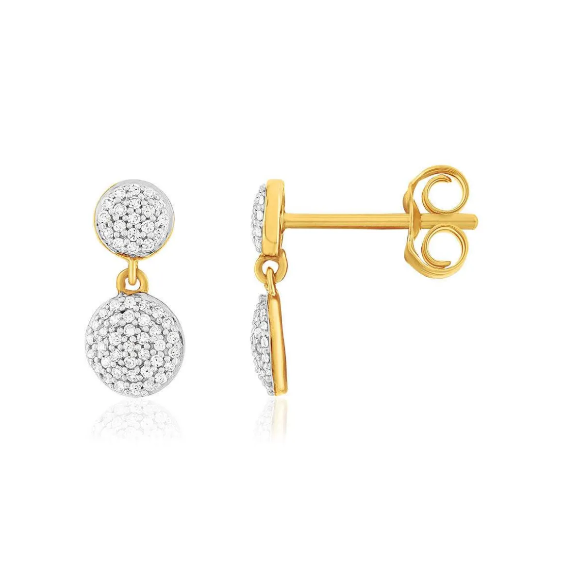 Boucles d'oreilles or 375 2 tons diamants