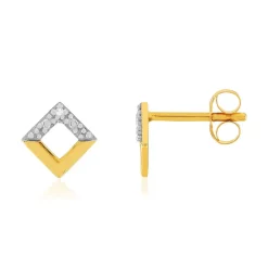 Boucles d'oreilles or 375 2 tons diamants