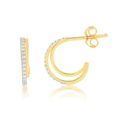 Boucles d'oreilles or 750 2 tons diamants