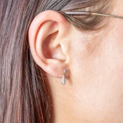 Boucles d'oreilles or 750 2 tons diamants
