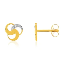 Boucles d'oreilles or 375 2 tons diamants