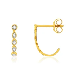 Boucles d'oreilles or 375 2 tons diamants