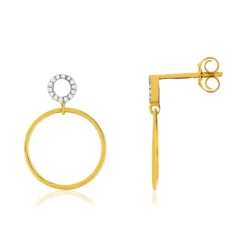 Boucles d'oreilles or 375 2 tons diamants