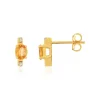 Boucles d'oreilles or 375 2 tons diamants et saphirs oranges
