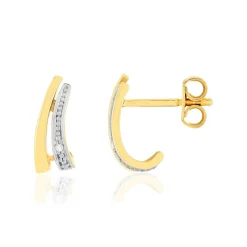 Boucles d'oreilles or 375 2 tons diamants