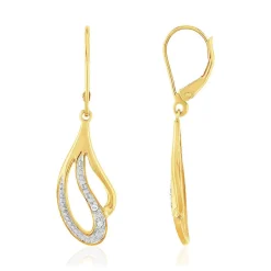 Boucles d'oreilles or 375 2 tons dormeuses diamants