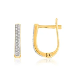 Boucles d'oreilles or 375 2 tons dormeuses diamants