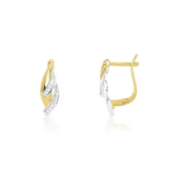 Boucles d'oreilles or 375 2 tons dormeuses diamants