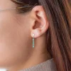 Boucles d'oreilles or 375 2 tons émeraudes ovales et diamants