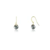 Boucles d'oreilles or 375 2 tons pendants perles de culture de Tahiti et diamants