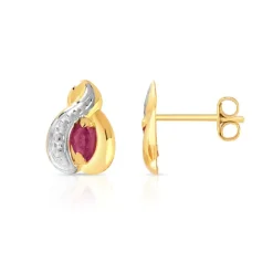 Boucles d'oreilles or 750 2 tons rubis