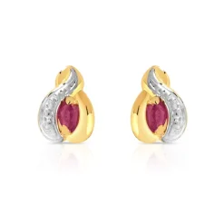 Boucles d'oreilles or 750 2 tons rubis