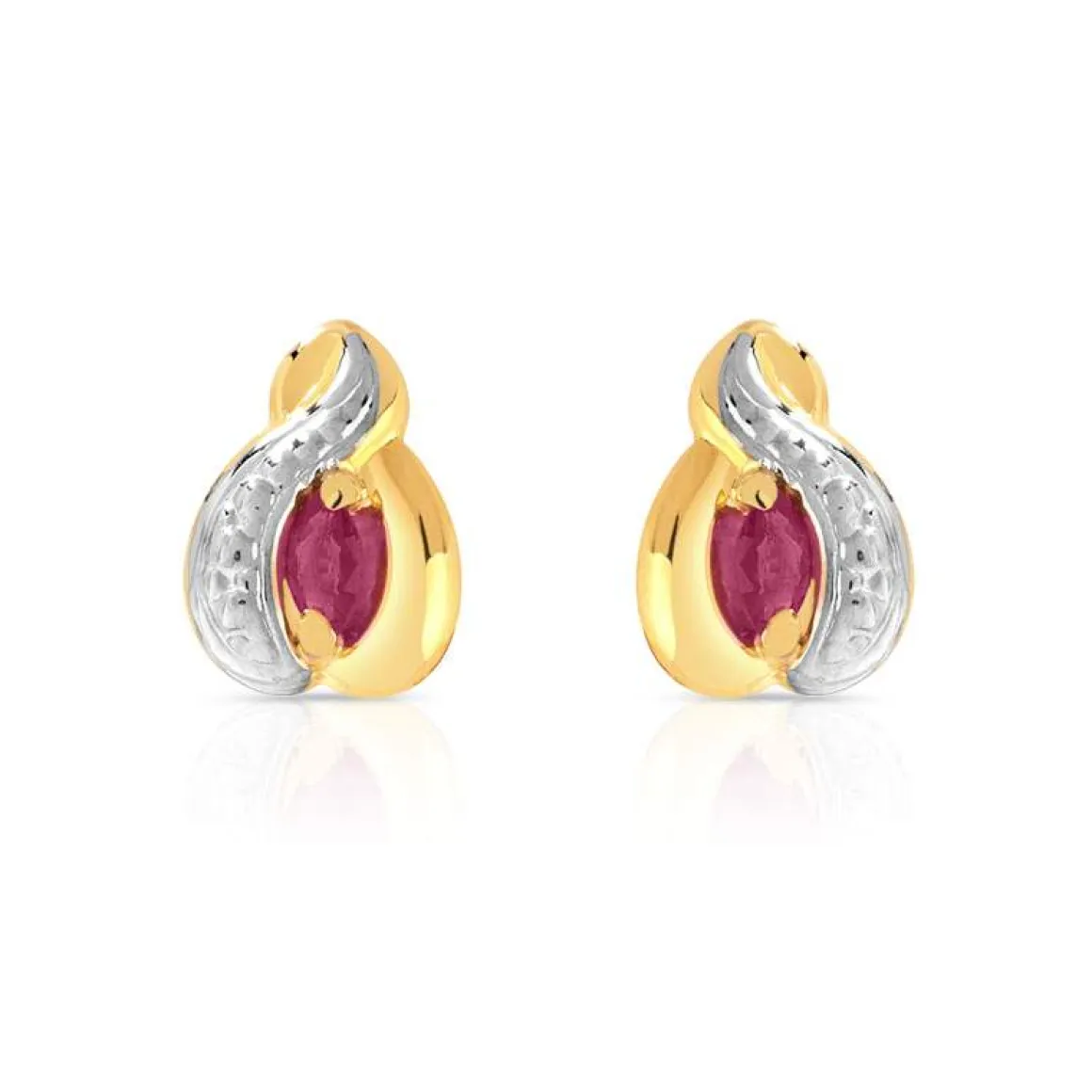Boucles d'oreilles or 750 2 tons rubis