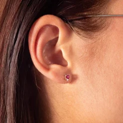 Boucles d'oreilles or 375 2 tons rubis et diamants
