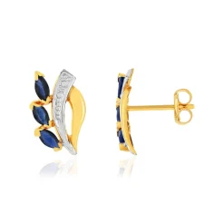 Boucles d'oreilles or 375 2 tons saphirs