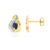 Boucles d'oreilles or 750 2 tons saphirs navettes