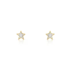 Boucles d'oreilles or 375 2 tons étoiles diamants