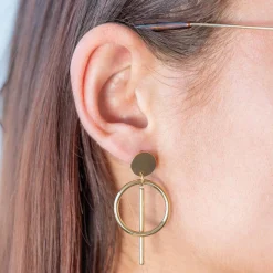 Boucles d'oreilles pendants acier doré