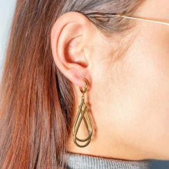 Boucles d'oreilles pendants acier doré