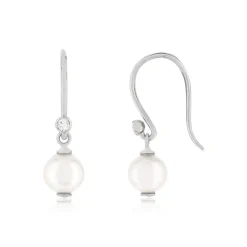 Boucles d'oreilles pendants argent 925, perles de culture de Chine, zirconias.