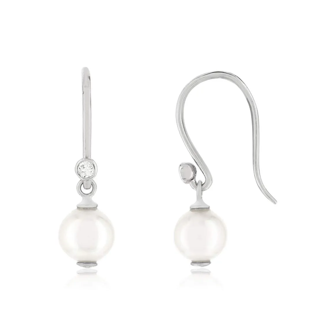 Boucles d'oreilles pendants argent 925, perles de culture de Chine, zirconias.