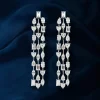 Boucles d'oreilles pendants argent 925 zirconias.