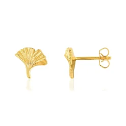 Boucles d'oreilles plaqué or feuilles de ginkgo biloba