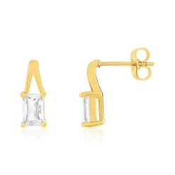 Boucles d'oreilles plaqué or jaune et zirconias
