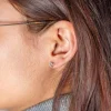 Boucles d'oreilles plaqué or jaune, zirconias, motif coeur.