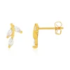 Boucles d'oreilles plaqué or jaune zirconias, motif fleur.