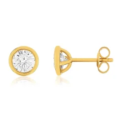 Boucles d'oreilles plaqué or jaune zirconias serti clos