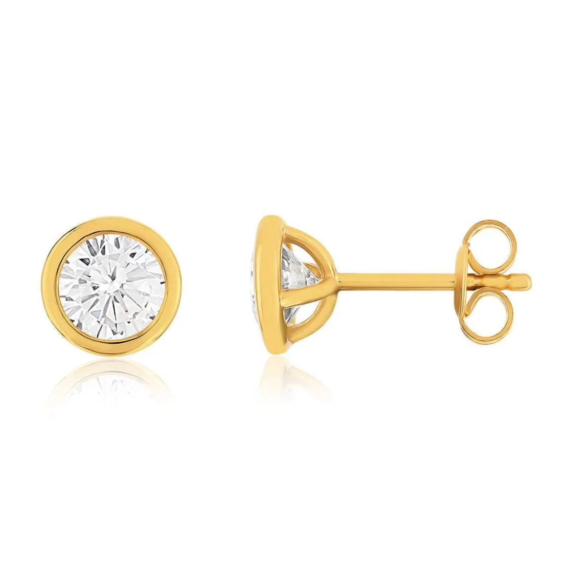 Boucles d'oreilles plaqué or jaune zirconias serti clos