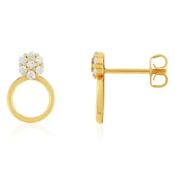 Boucles d'oreilles plaqué or jaune et zirconias