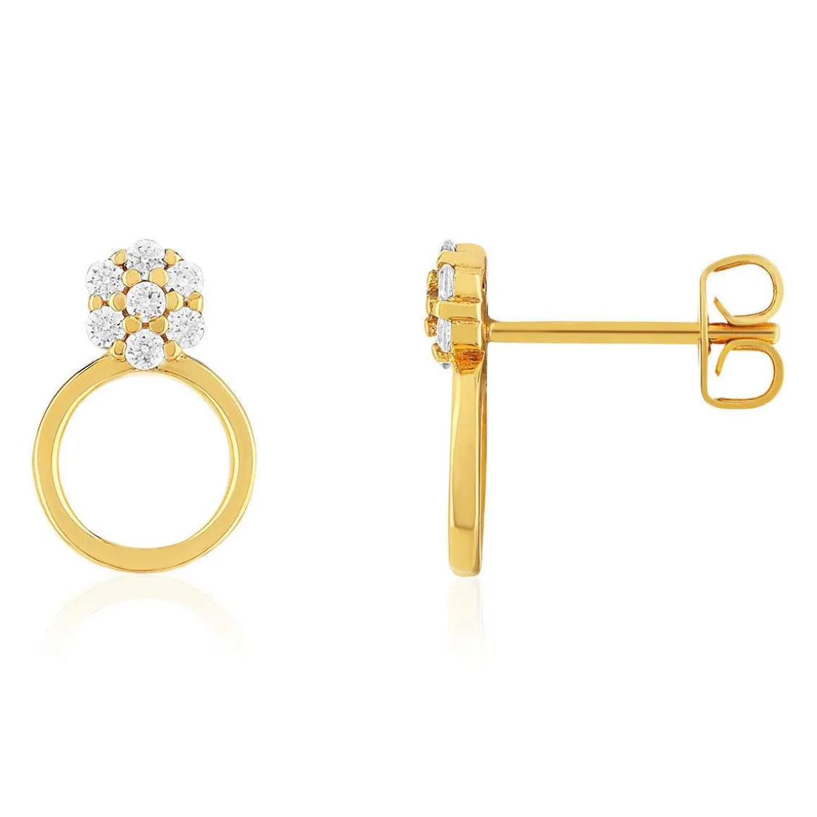 Boucles d'oreilles plaqué or jaune et zirconias