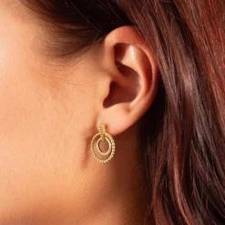 Boucles d'oreilles plaqué or jaune et zirconias