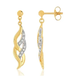 Boucles d'oreilles plaqué or pendants entrelacées zirconias