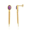 Boucles d'oreilles plaqué or pendants améthystes
