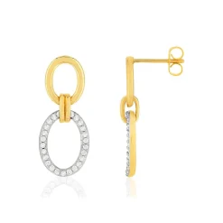 Boucles d'oreilles plaqué or 2 tons zirconias