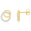 Boucles d'oreilles plaqué or 2 tons cercles et ziconias