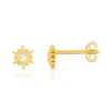 Boucles d'oreilles plaqué or zirconias motif soleil