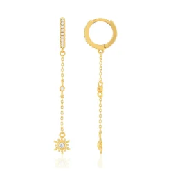 Boucles d'oreilles plaqué or zirconias motif soleil