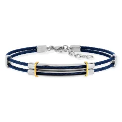 Bracelet acier bicolore bleu câble