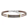 Bracelet acier bicolore marron câble 23 cm