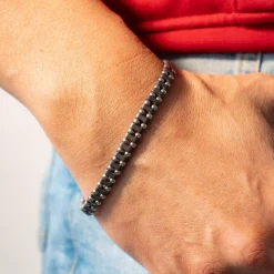 Bracelet acier bicolore marron 22 cm