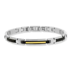 Bracelet acier bicolore noir 21 cm